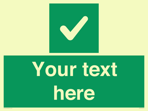 Custom green background, green square with tick sign